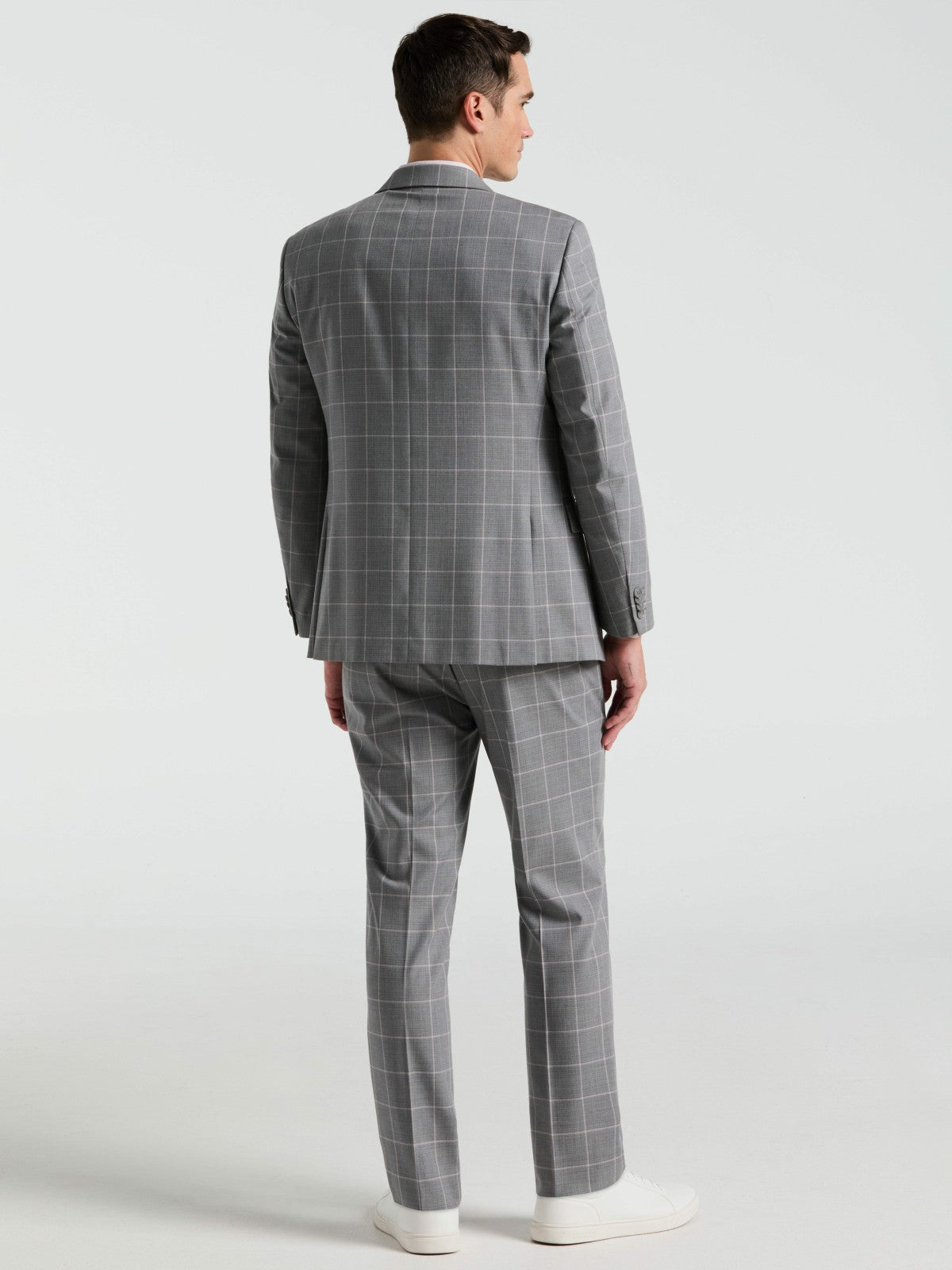 Slim Fit Windowpane Pattern Suit Pant | Perry Ellis
