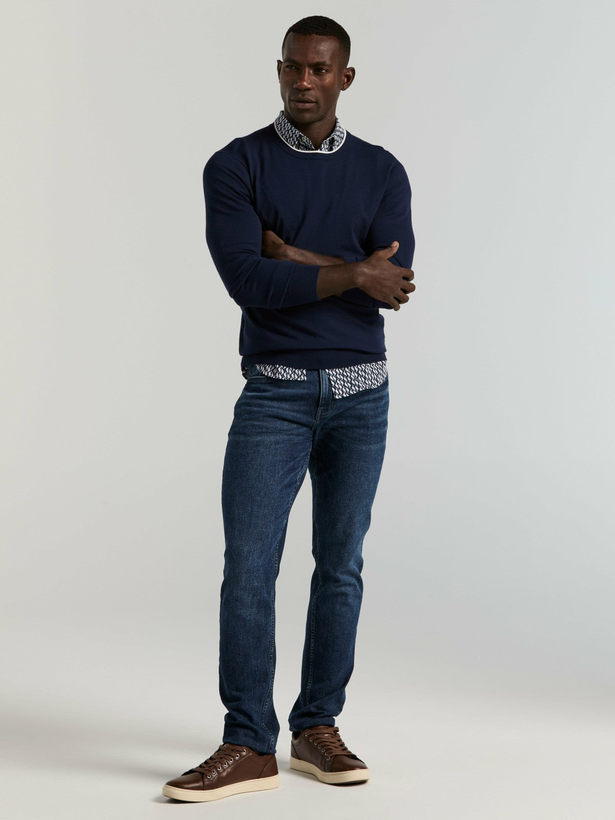 Slim Fit Wave Print Total Stretch Shirt | Perry Ellis