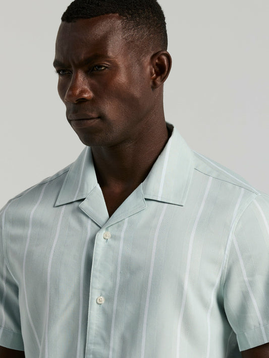 EcoVero™ Striped Camp Collar Shirt | Perry Ellis