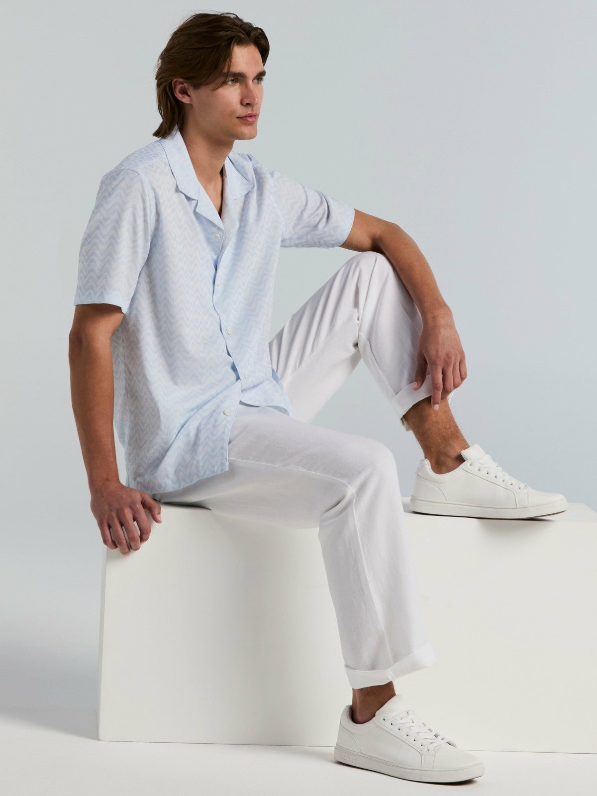 Textured Dobby Camp Collar Shirt | Perry Ellis