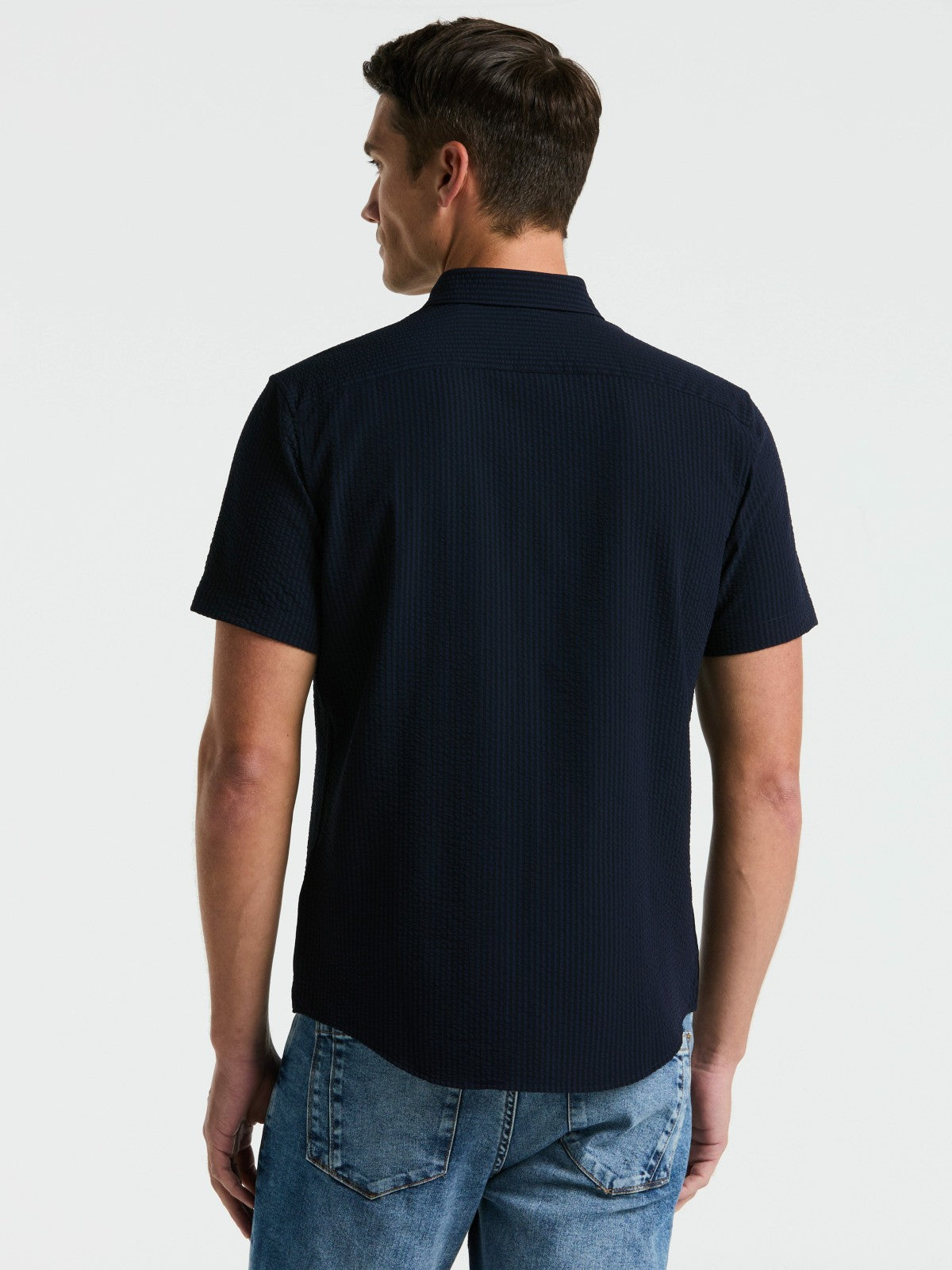 Stretch Seersucker Slim Fit Shirt | Perry Ellis