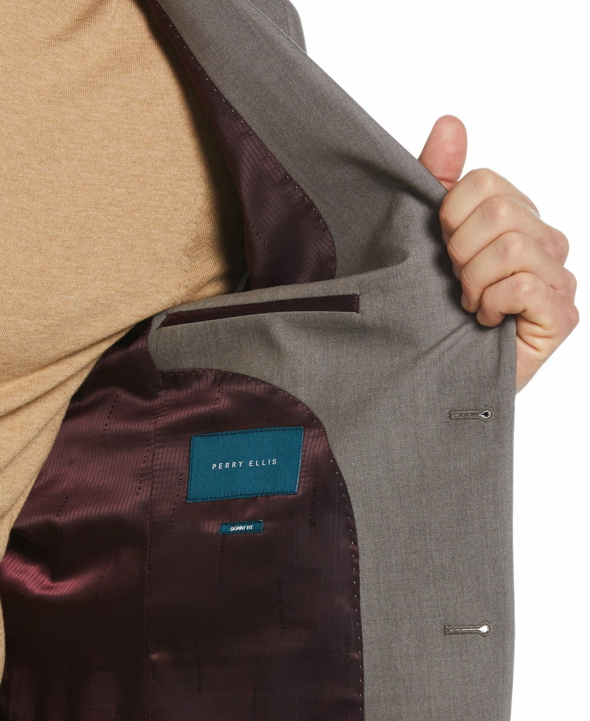 Skinny Fit Notch Lapel Iridescent Suit Jacket | Perry Ellis