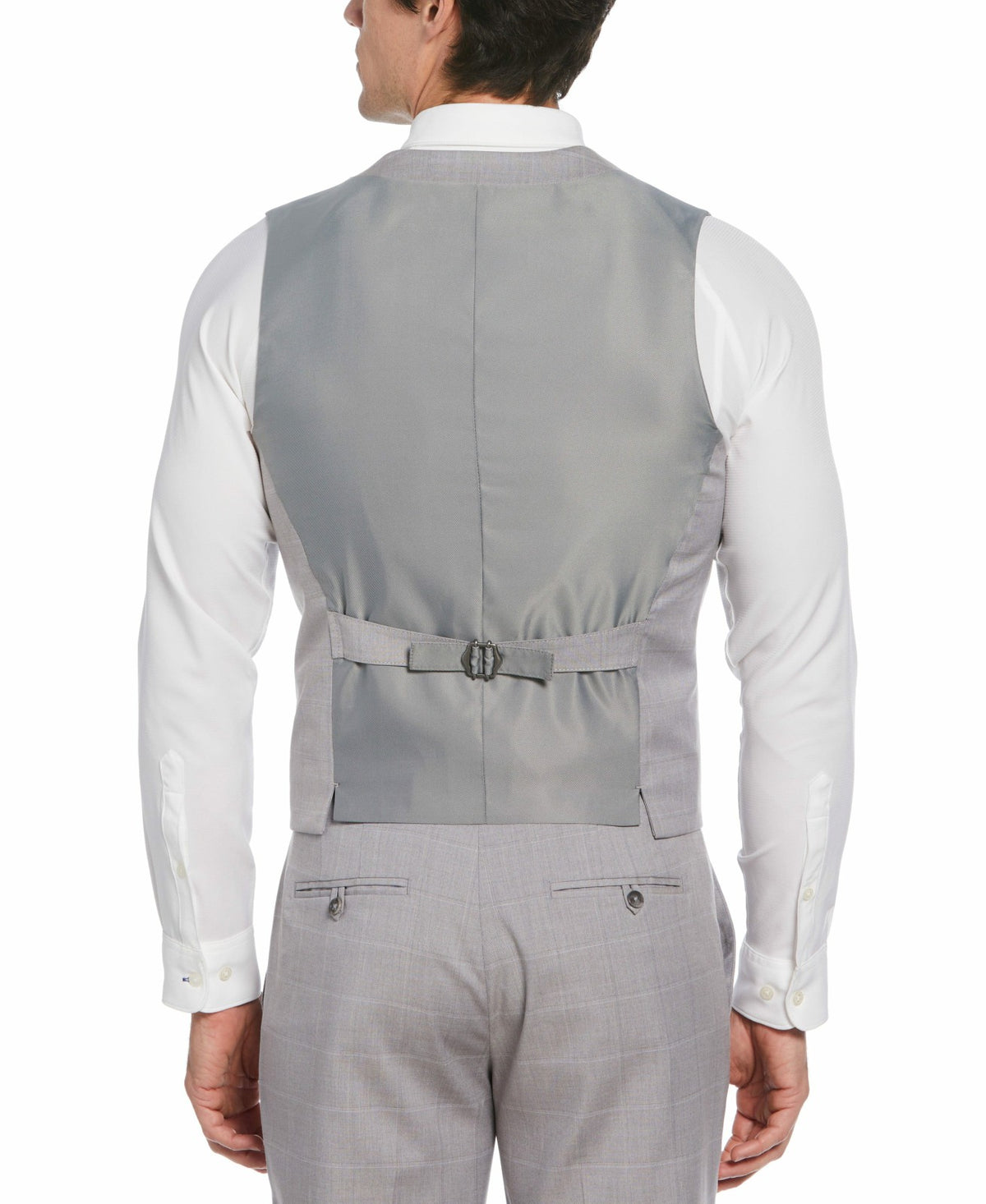 Felt Gray Window Pane Plaid Vest - Gray | Perry Ellis
