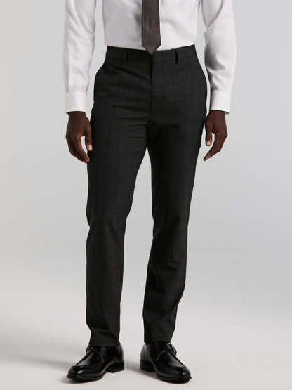 Skinny Fit Charcoal Plaid Suit Pant | Perry Ellis