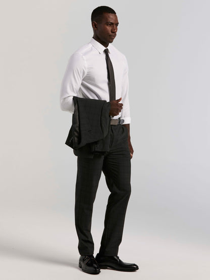 Skinny Fit Charcoal Plaid Suit Pant | Perry Ellis