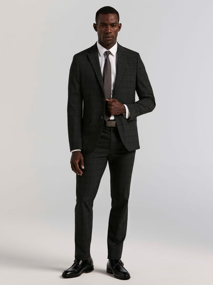 Skinny Fit Charcoal Plaid Suit Pant | Perry Ellis