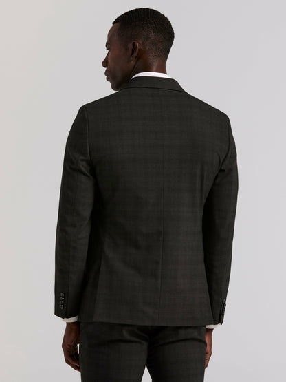 Skinny Fit Charcoal Plaid Suit Jacket | Perry Ellis