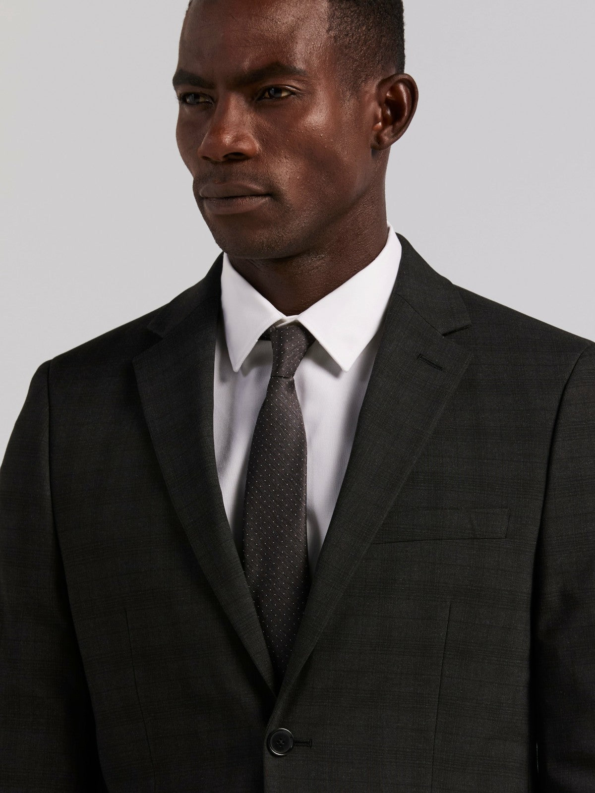 Skinny Fit Charcoal Plaid Suit Jacket | Perry Ellis
