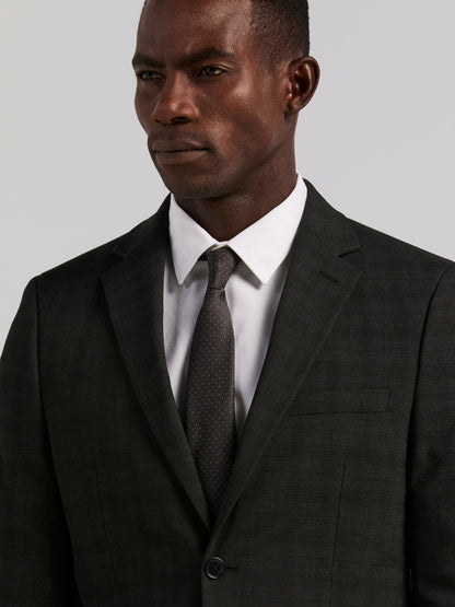 Skinny Fit Charcoal Plaid Suit Jacket | Perry Ellis