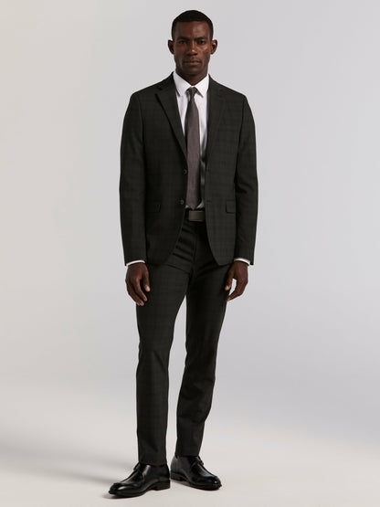 Skinny Fit Charcoal Plaid Suit Jacket | Perry Ellis