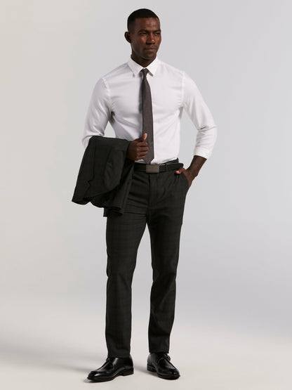 Skinny Fit Charcoal Plaid Suit Jacket | Perry Ellis