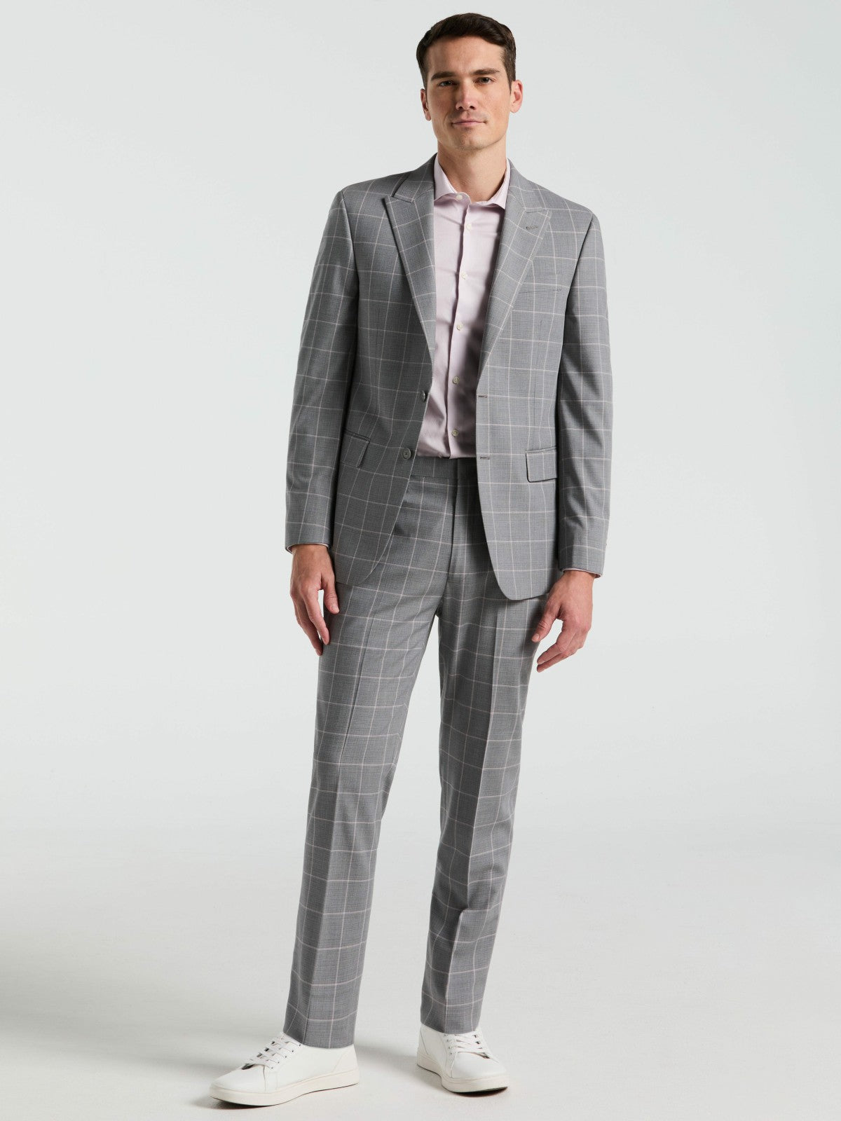 Slim Fit Windowpane Pattern Suit Pant | Perry Ellis