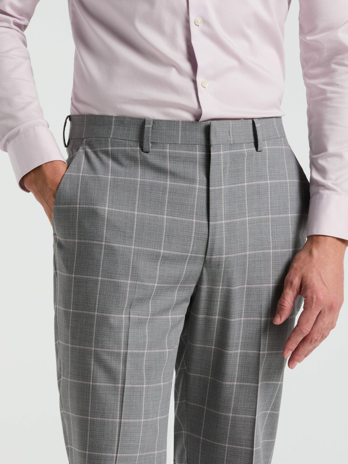 Slim Fit Windowpane Pattern Suit Pant | Perry Ellis