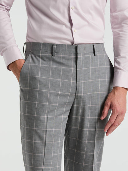 Slim Fit Windowpane Pattern Suit Pant | Perry Ellis