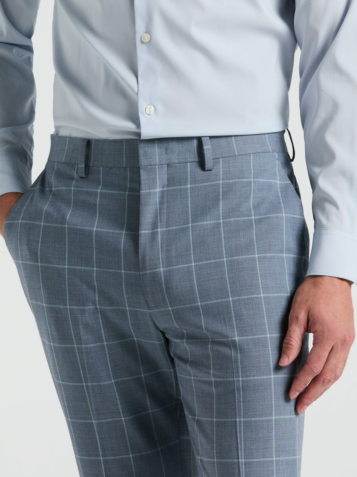 Slim Fit Windowpane Pattern Suit Pant | Perry Ellis