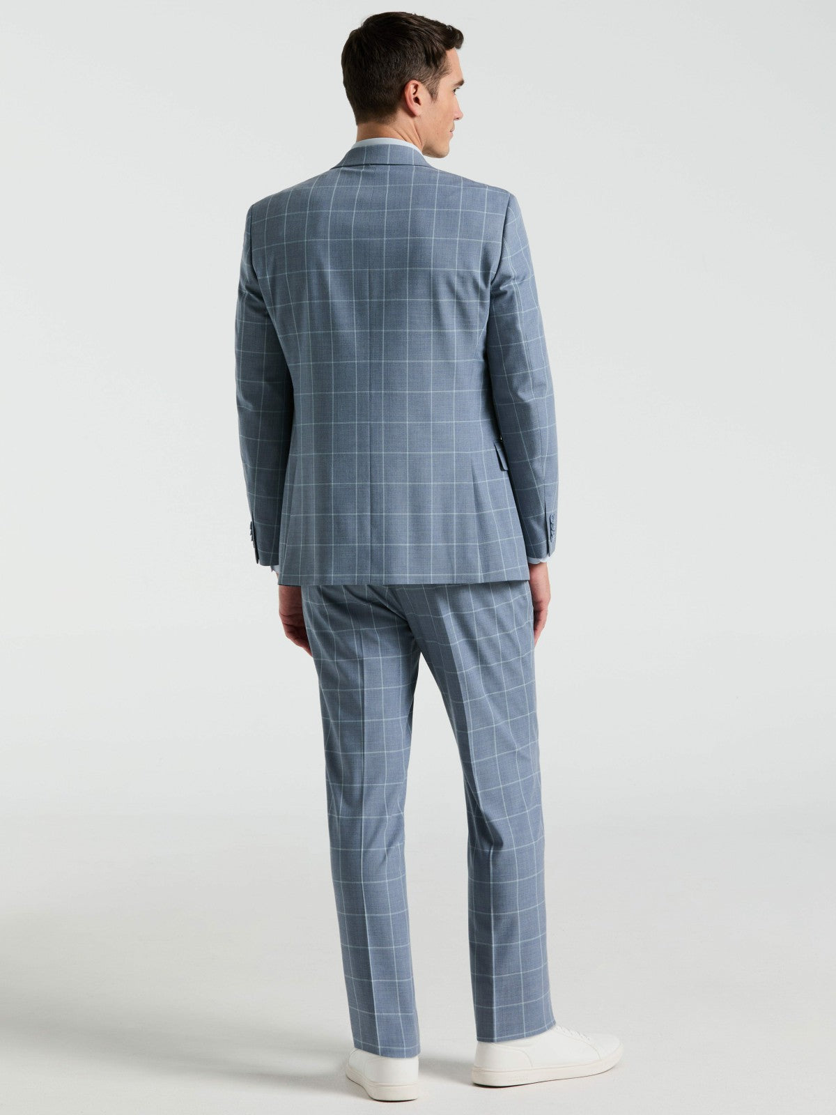 Slim Fit Windowpane Pattern Suit Pant | Perry Ellis