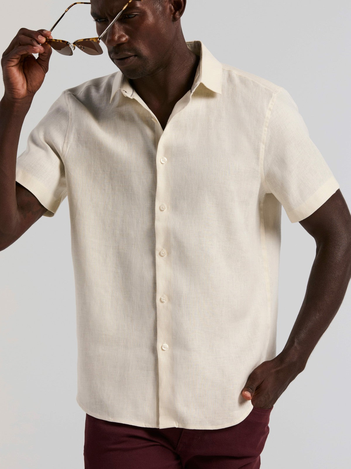Solid Linen Shirt | Perry Ellis