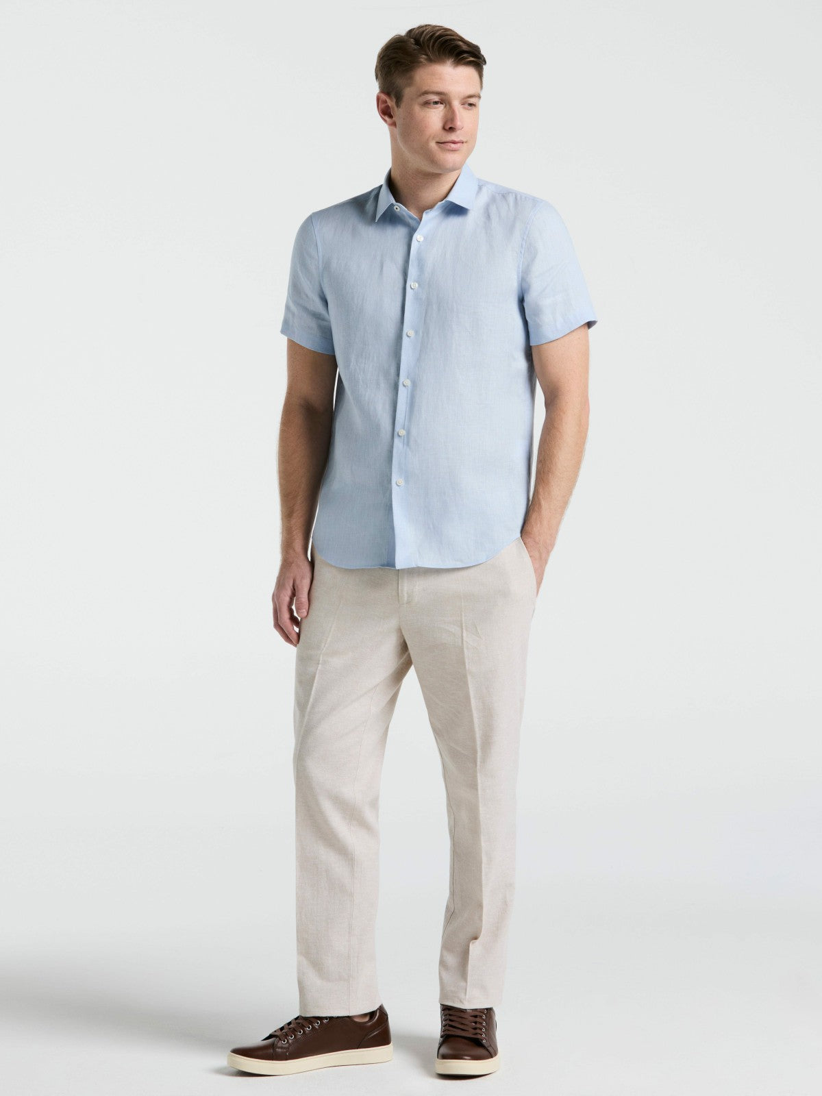 Solid Linen Shirt | Perry Ellis