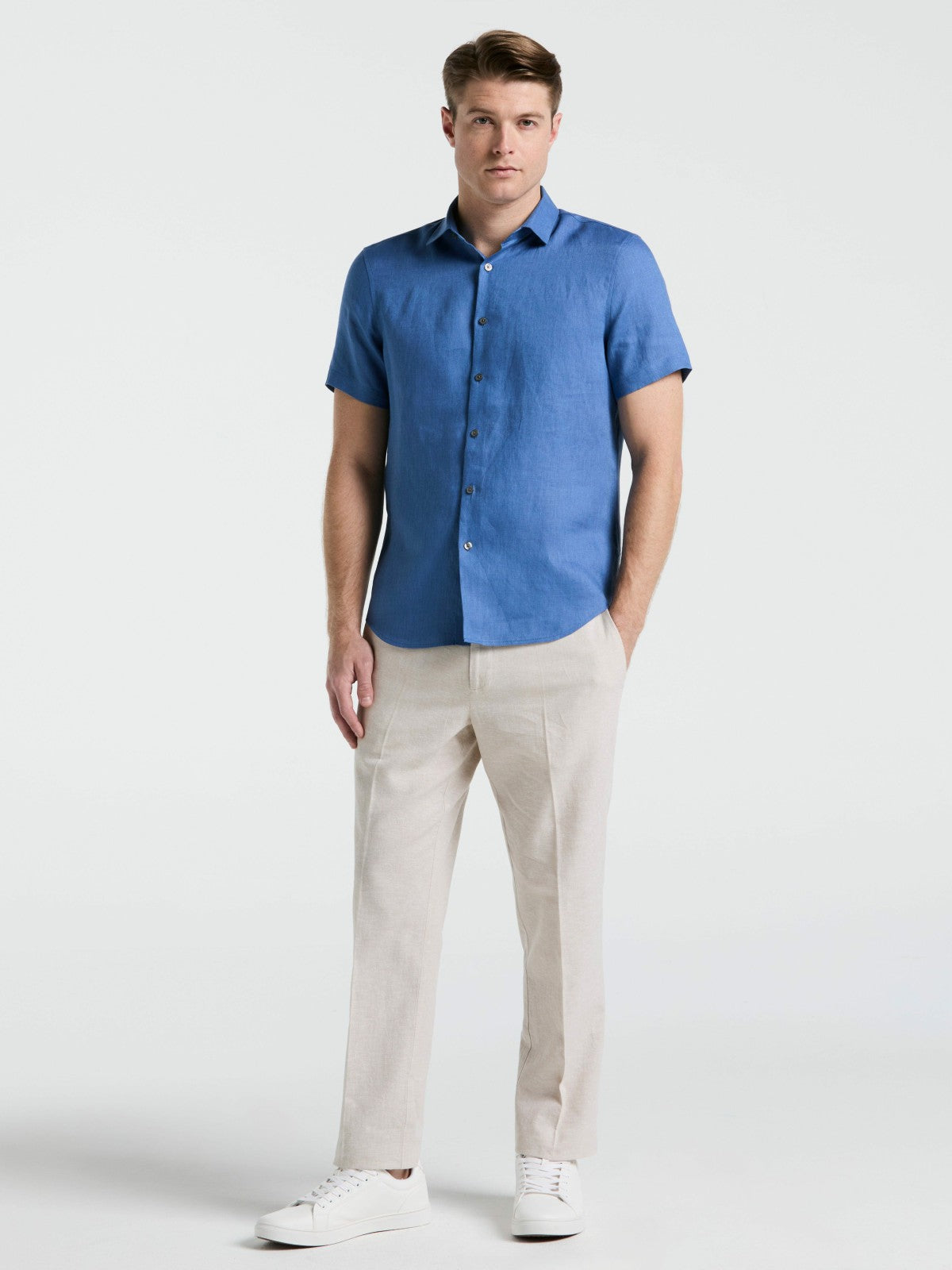Solid Linen Shirt | Perry Ellis