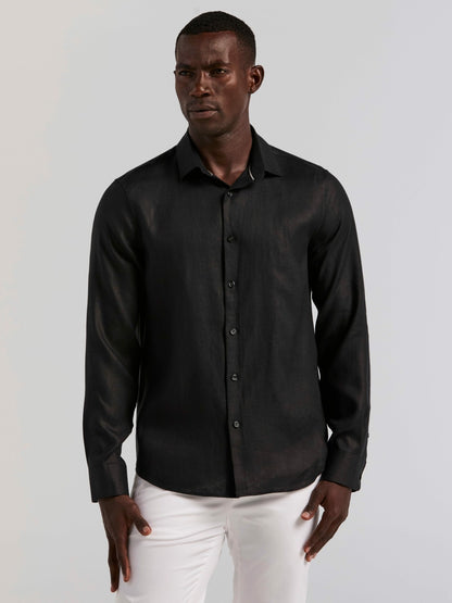 Solid Linen Shirt | Perry Ellis