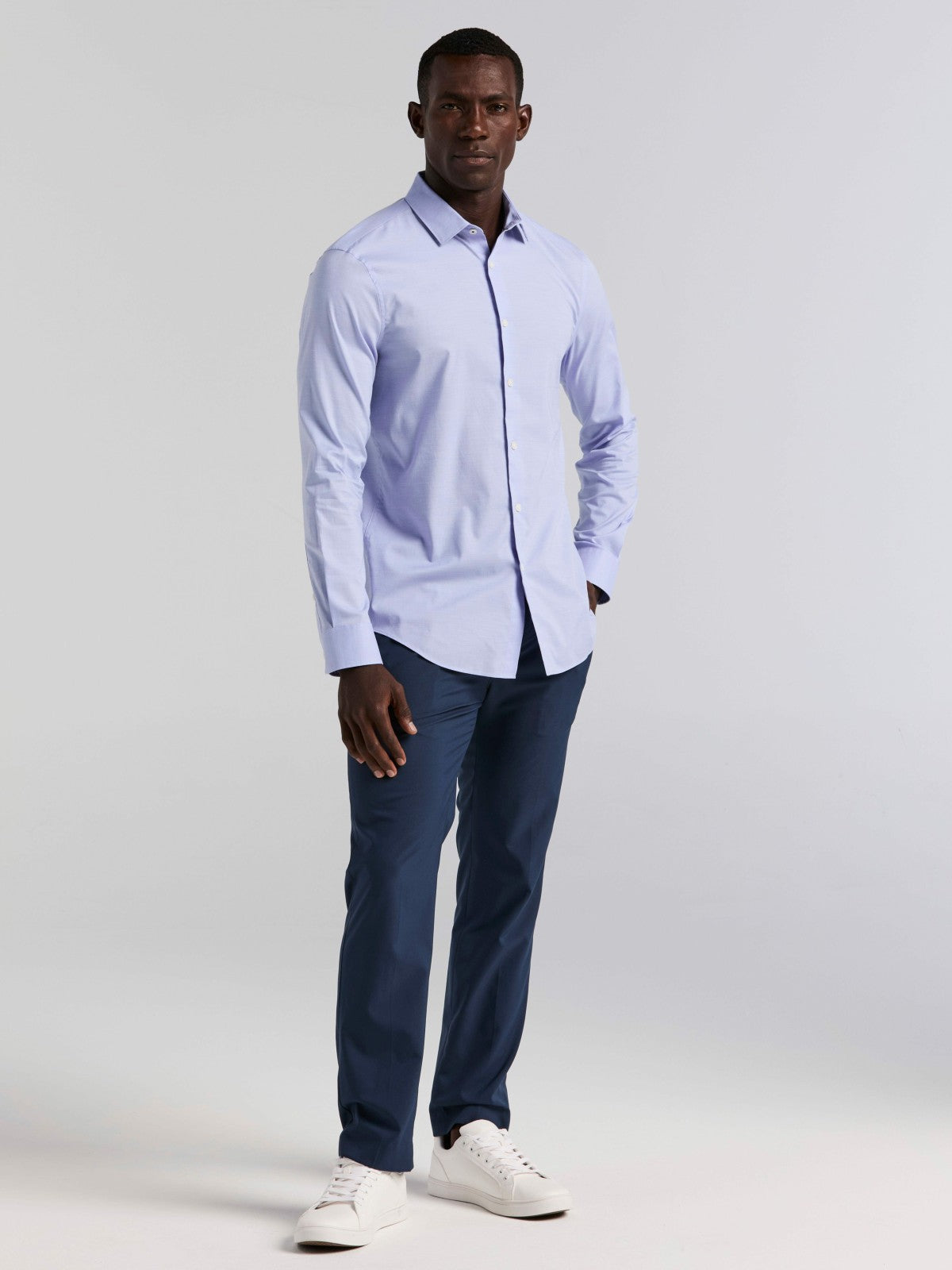 Dobby Cotton Stretch Slim Fit Shirt | Perry Ellis