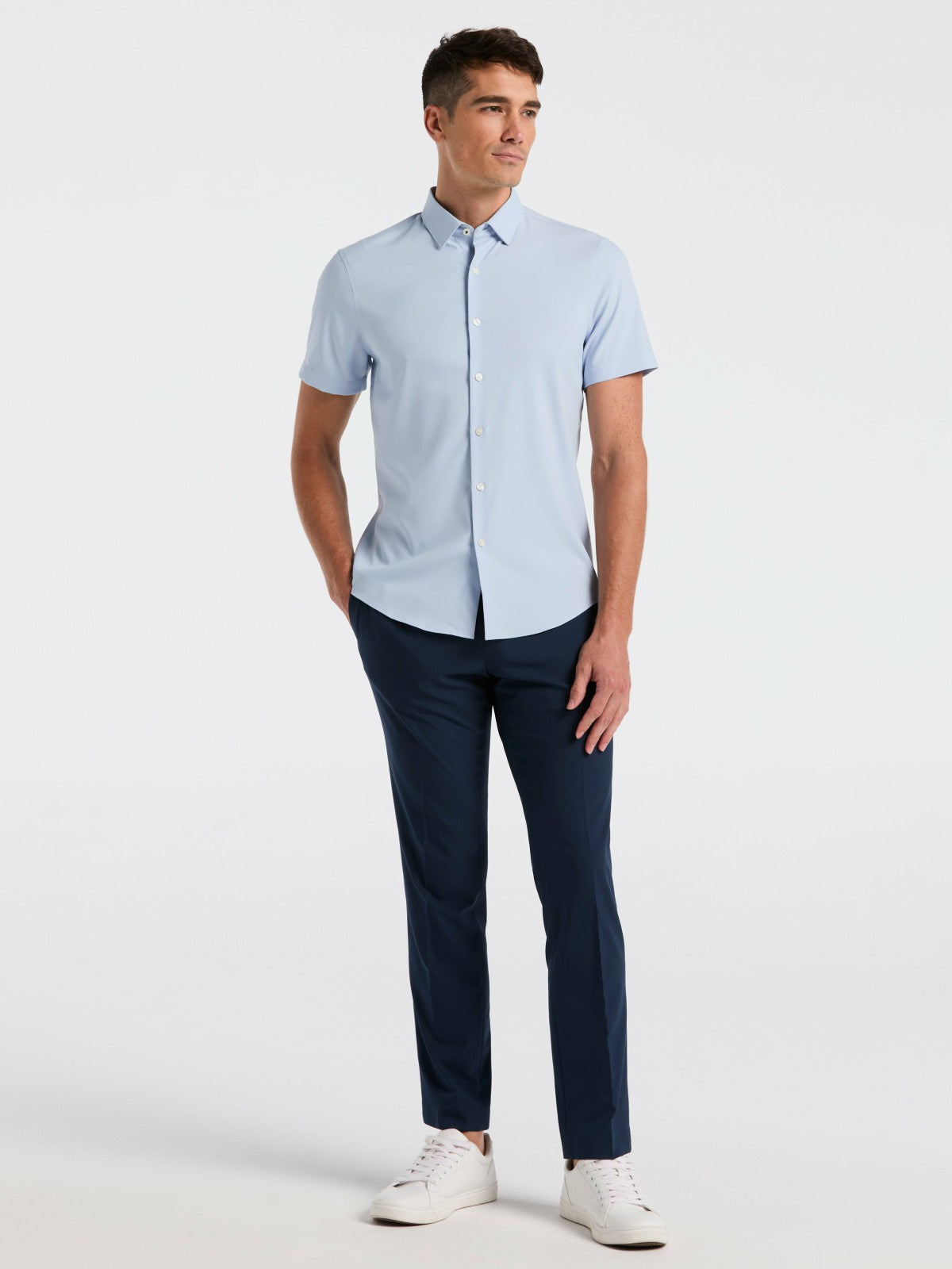 Slim Fit Total Stretch Solid Shirt | Perry Ellis