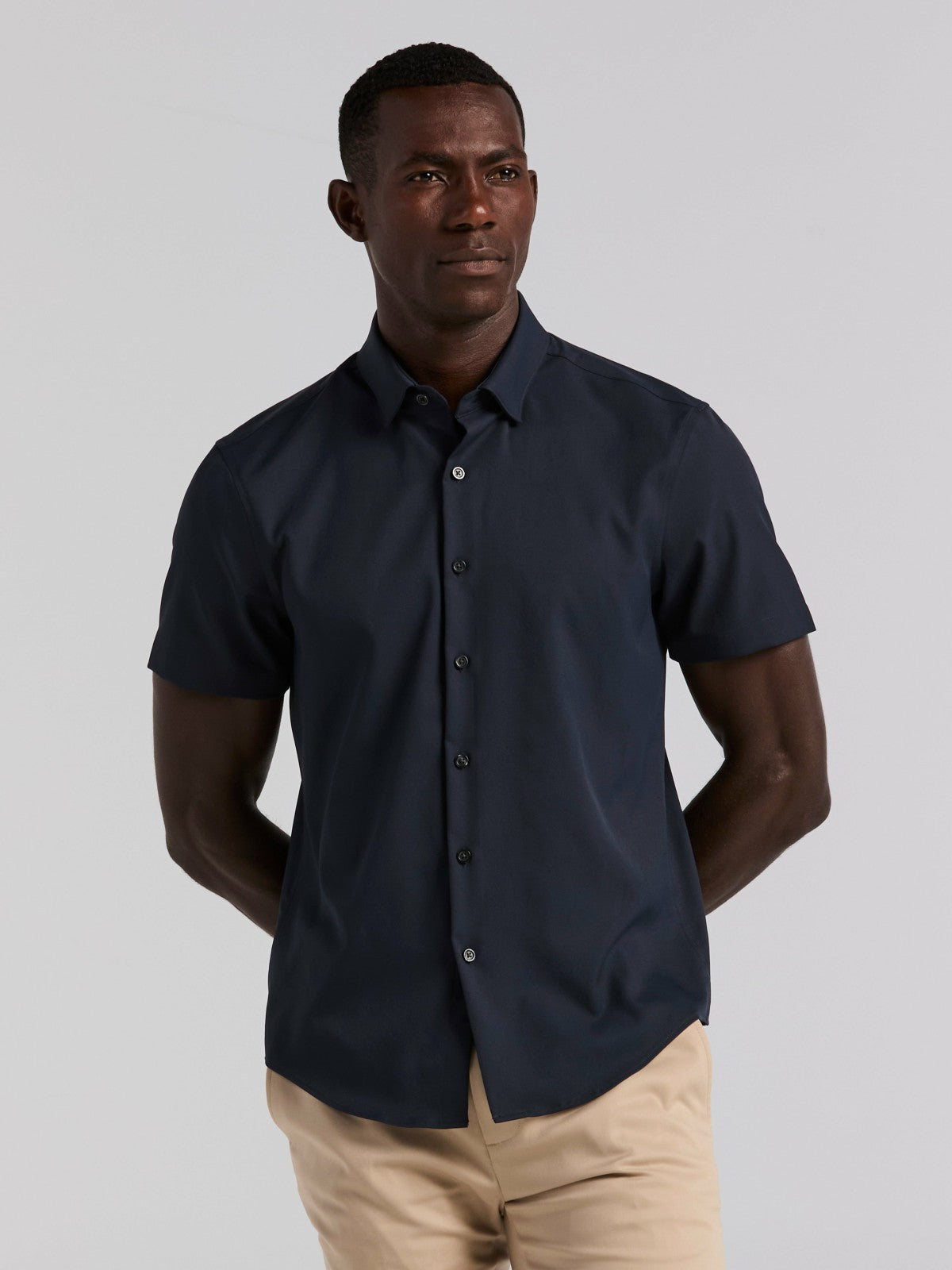 Slim Fit Total Stretch Solid Shirt | Perry Ellis