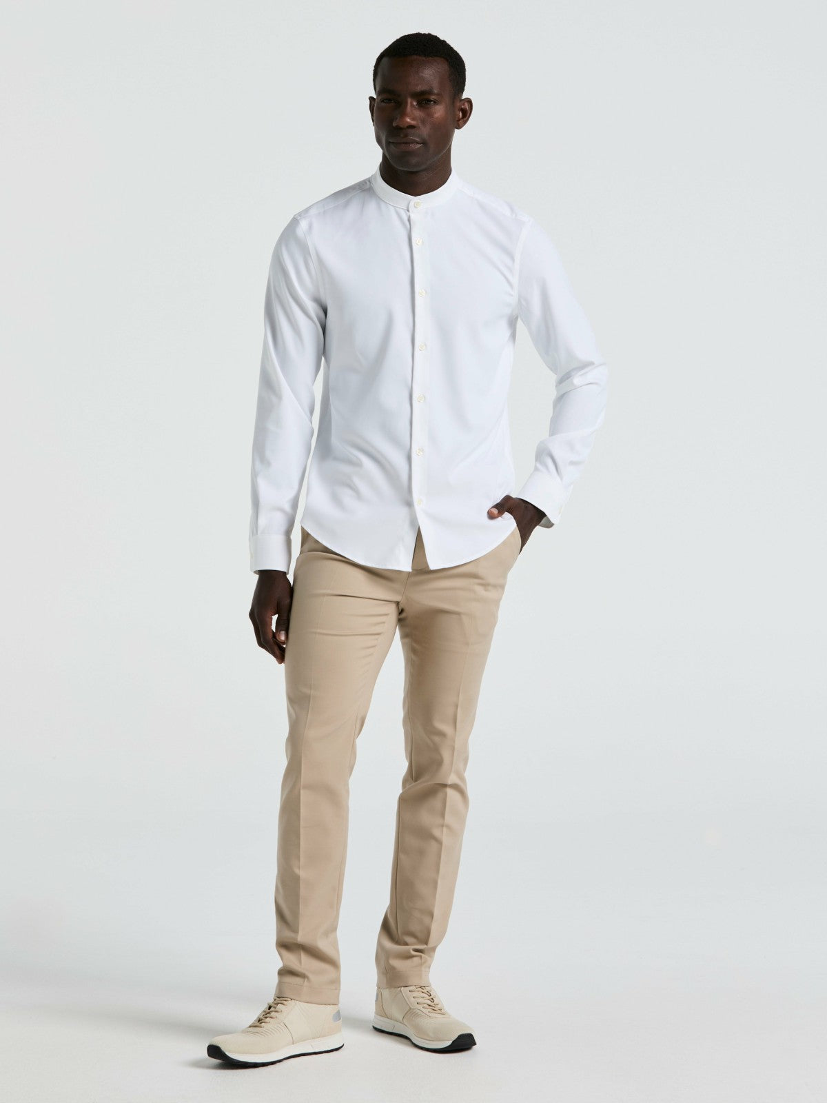 Men's Untucked Total Stretch Slim Fit Banded Collar Shirt - Perry Ellis | Perry Ellis
