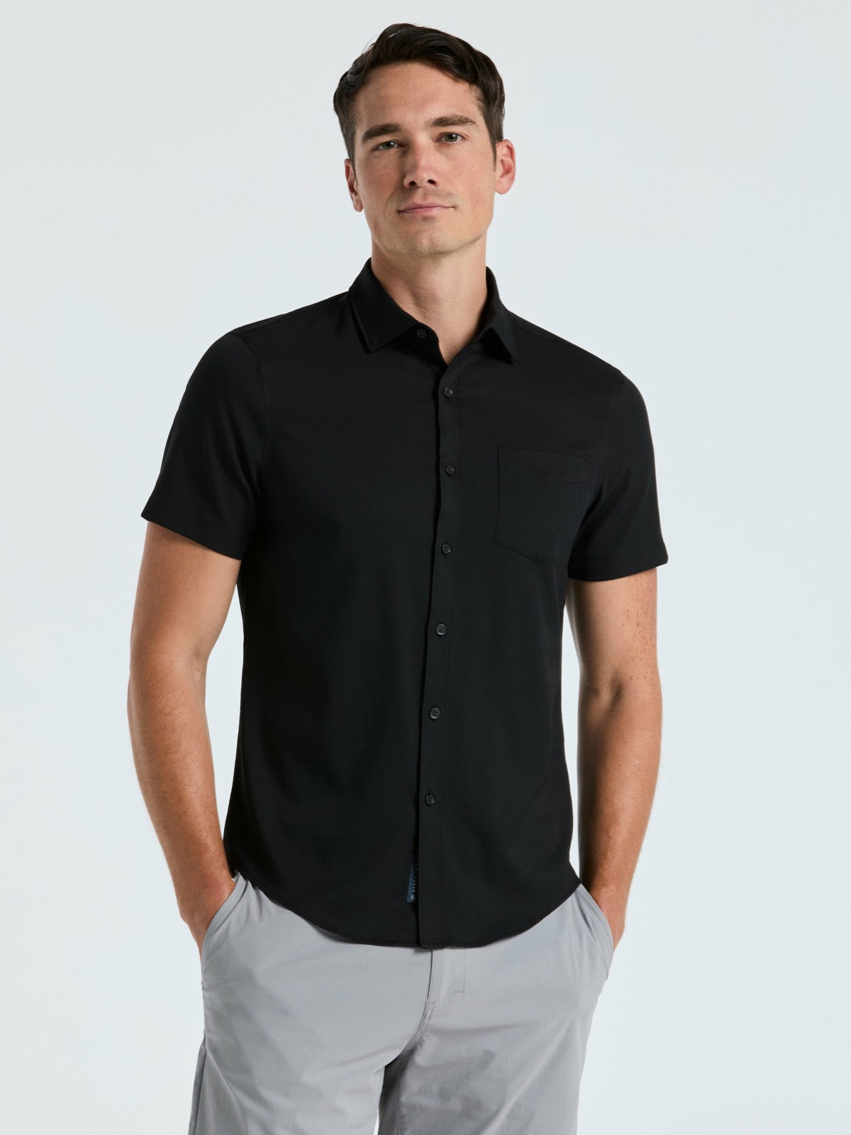 Total Stretch Slim Fit Solid Shirt | Perry Ellis