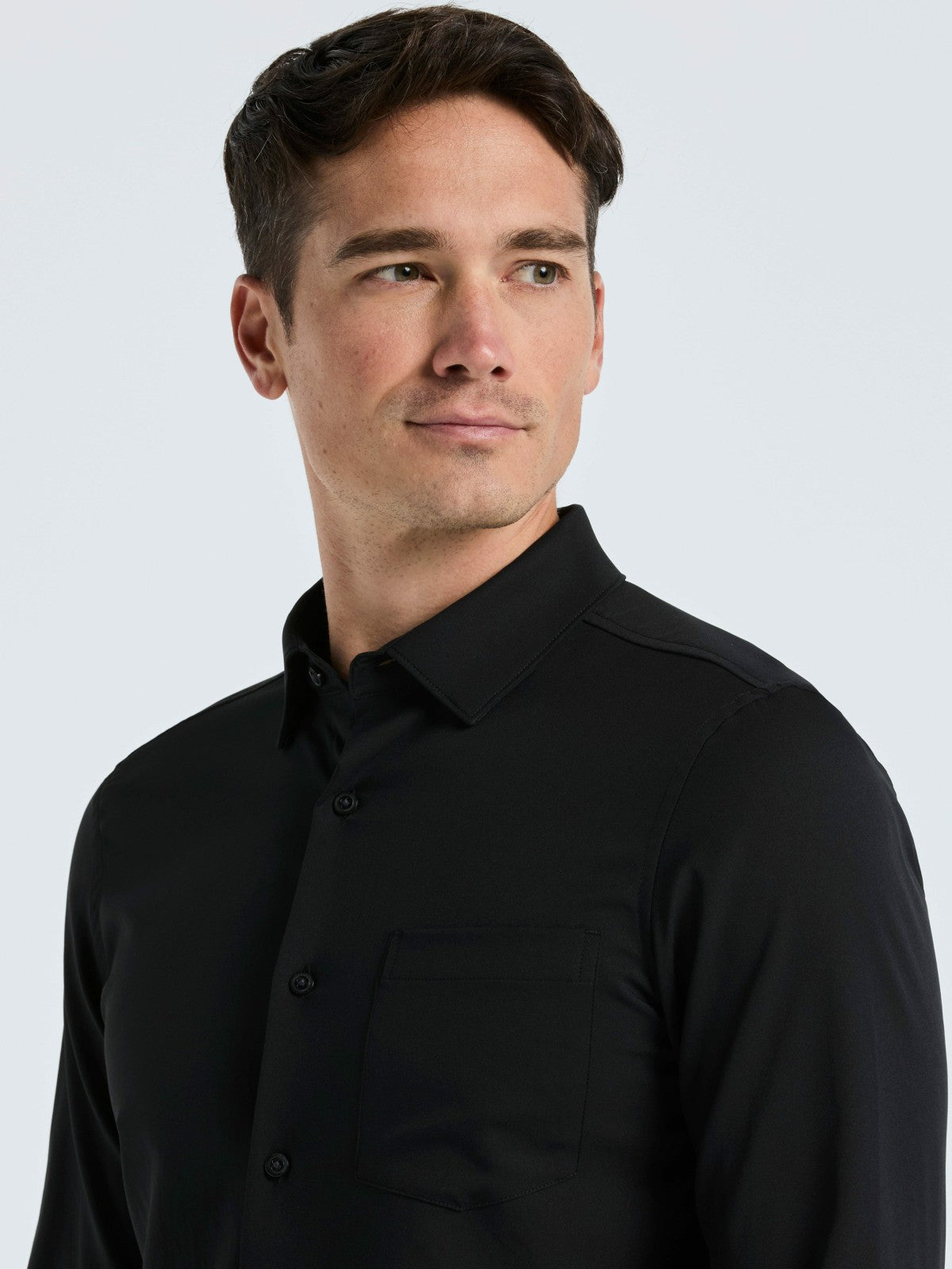 Untucked Total Stretch Slim Fit Solid Shirt | Perry Ellis