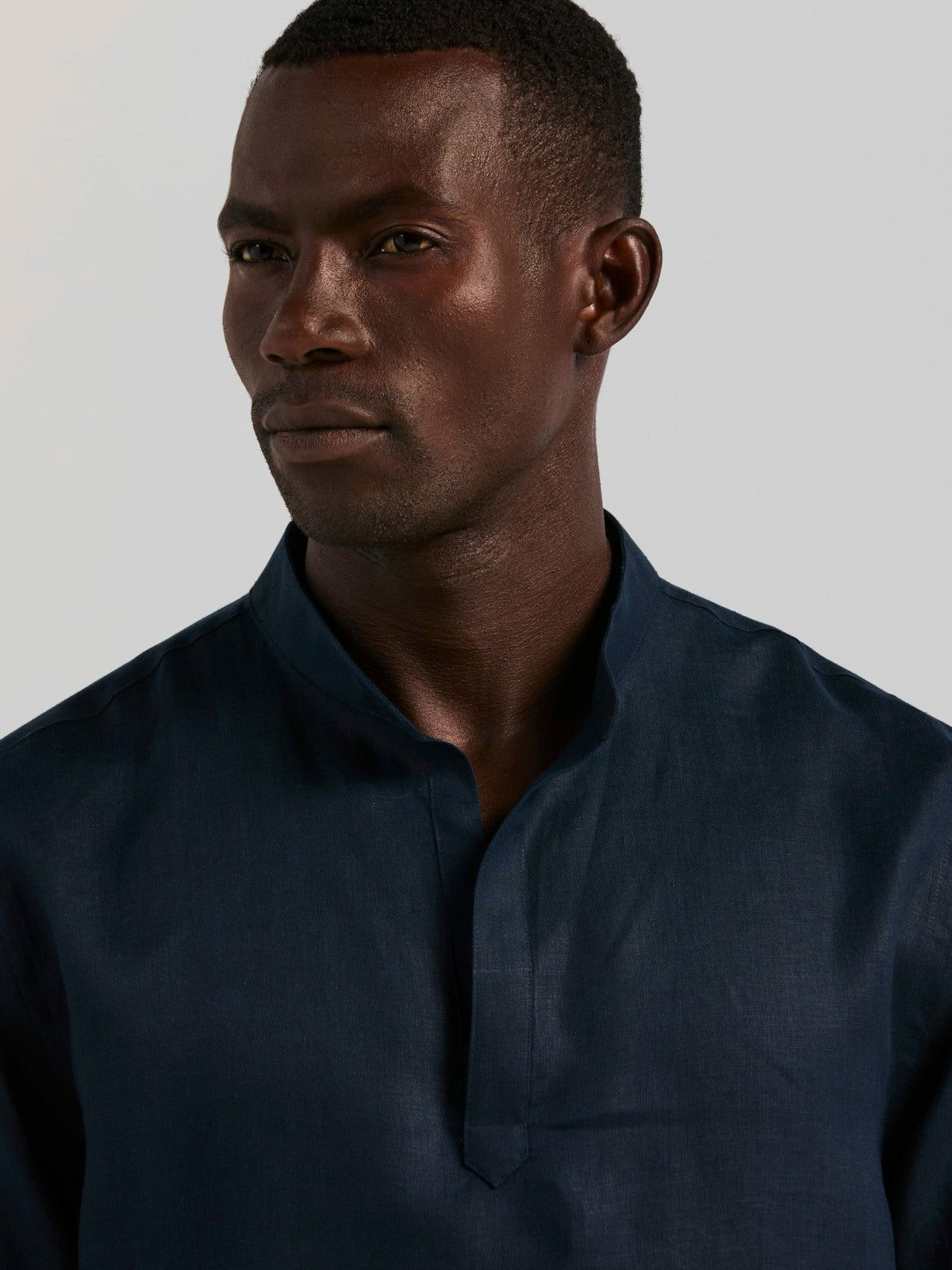 Solid Linen Popover Shirt | Perry Ellis