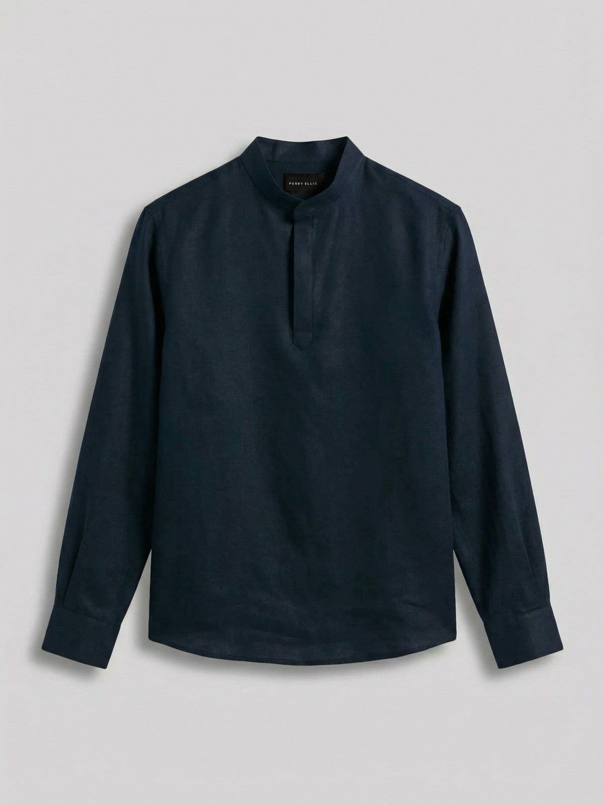 Solid Linen Popover Shirt | Perry Ellis