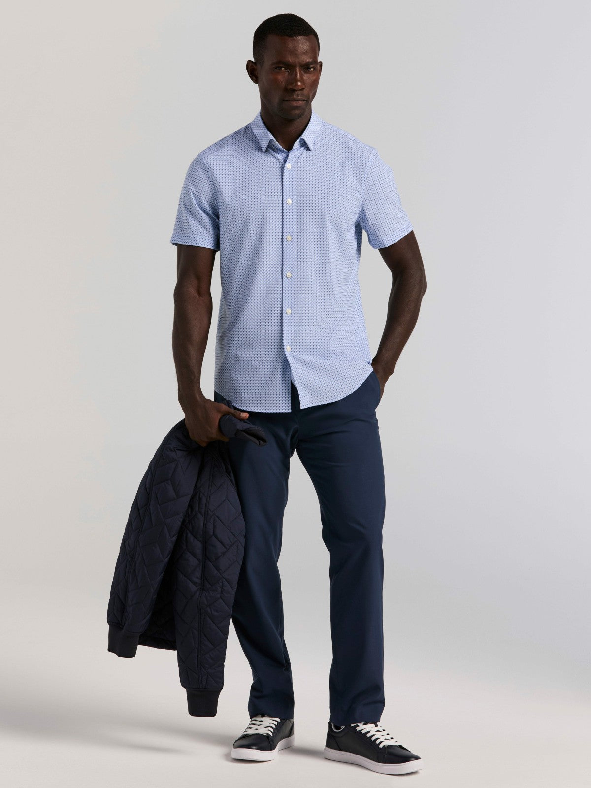 Slim Fit Cube Geometric Print Shirt | Perry Ellis