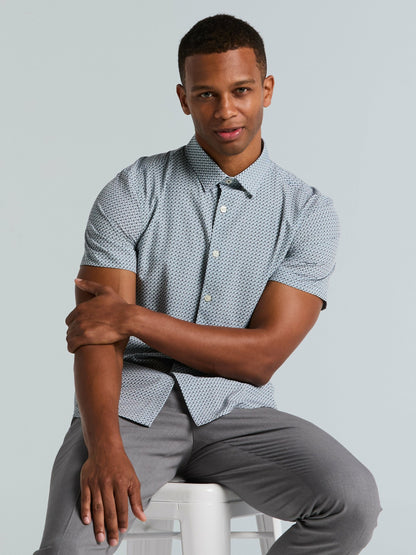 Slim Fit Cube Geometric Print Shirt | Perry Ellis