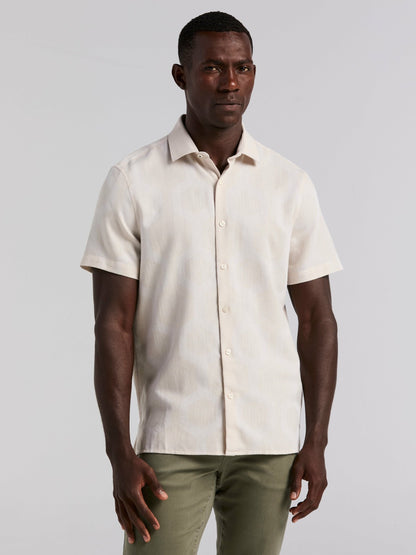 Cotton Linen Geo Jacquard Shirt | Perry Ellis
