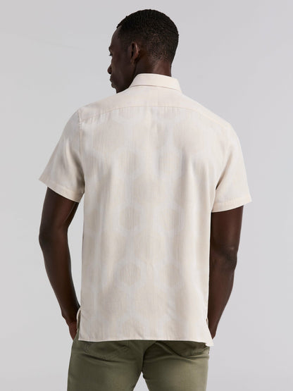 Cotton Linen Geo Jacquard Shirt | Perry Ellis