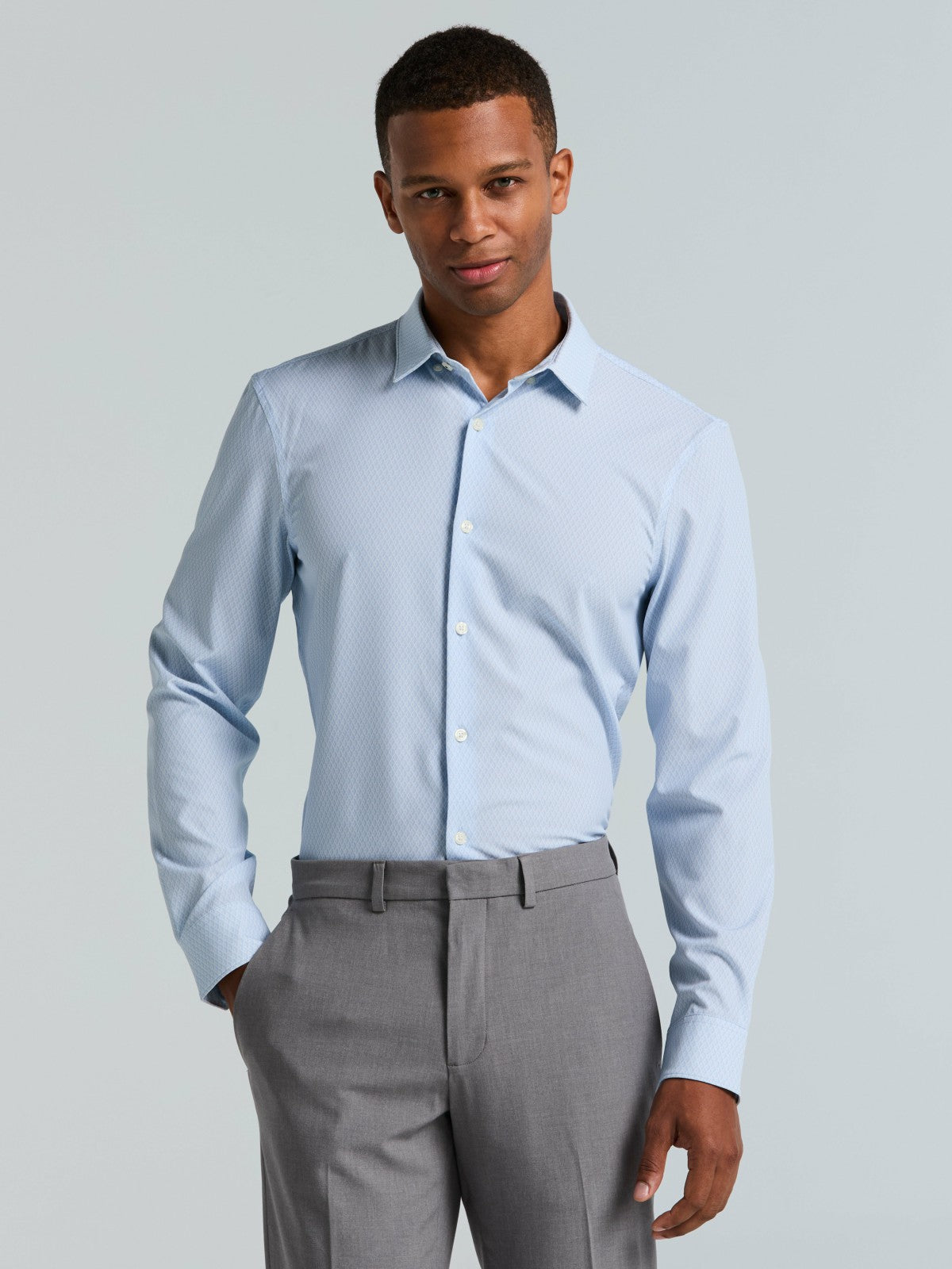 Slim Fit Total Stretch Diamond Geo Print Shirt | Perry Ellis