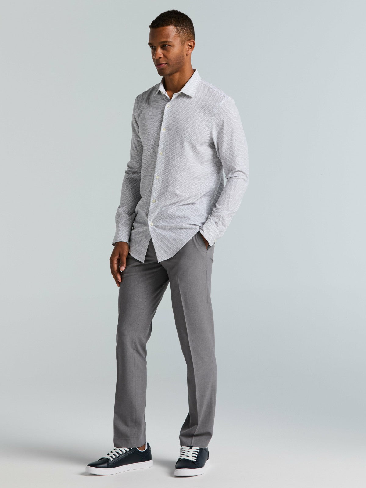 Slim Fit Total Stretch Diamond Geo Print Shirt | Perry Ellis