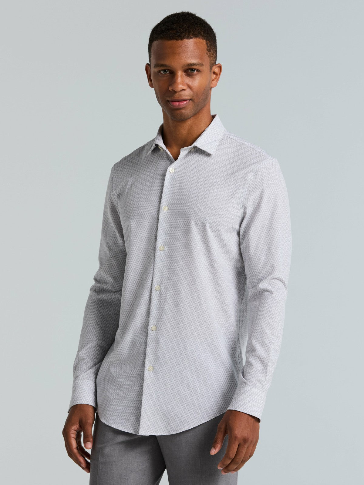Slim Fit Total Stretch Diamond Geo Print Shirt | Perry Ellis