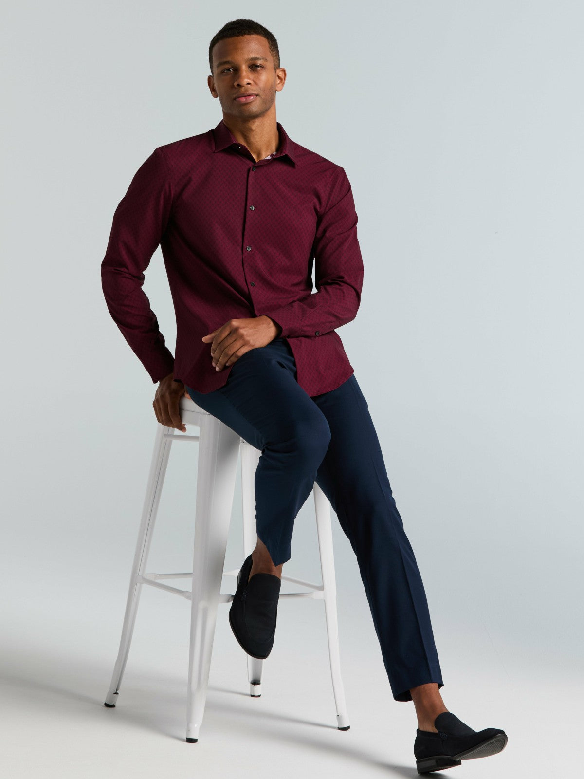 Slim Fit Geo Print Total Stretch Shirt | Perry Ellis