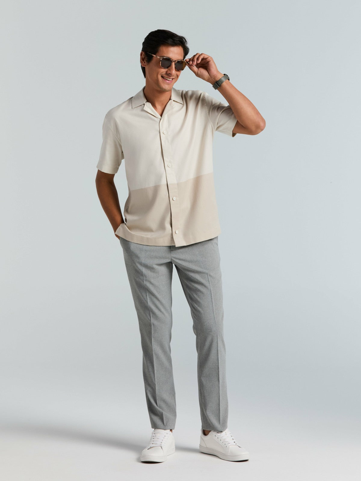 Tonal Colorblock Shirt | Perry Ellis