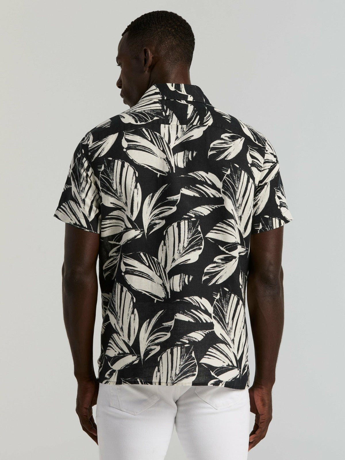 Leaf Print Camp Collar Shirt | Perry Ellis