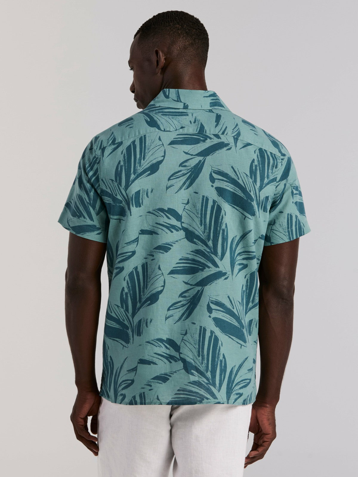 Leaf Print Camp Collar Shirt | Perry Ellis