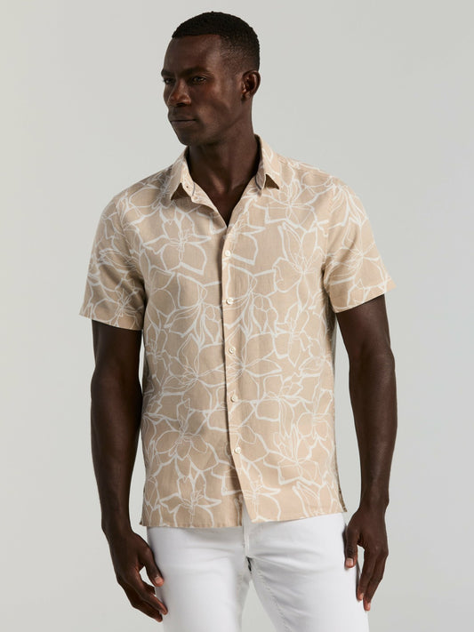 Linen Floral Print Shirt | Perry Ellis