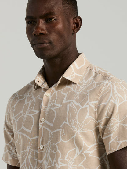 Linen Floral Print Shirt | Perry Ellis