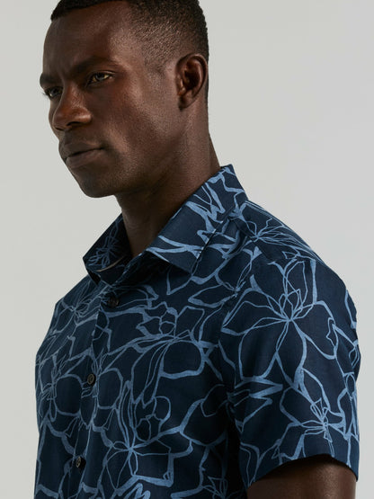 Linen Floral Print Shirt | Perry Ellis