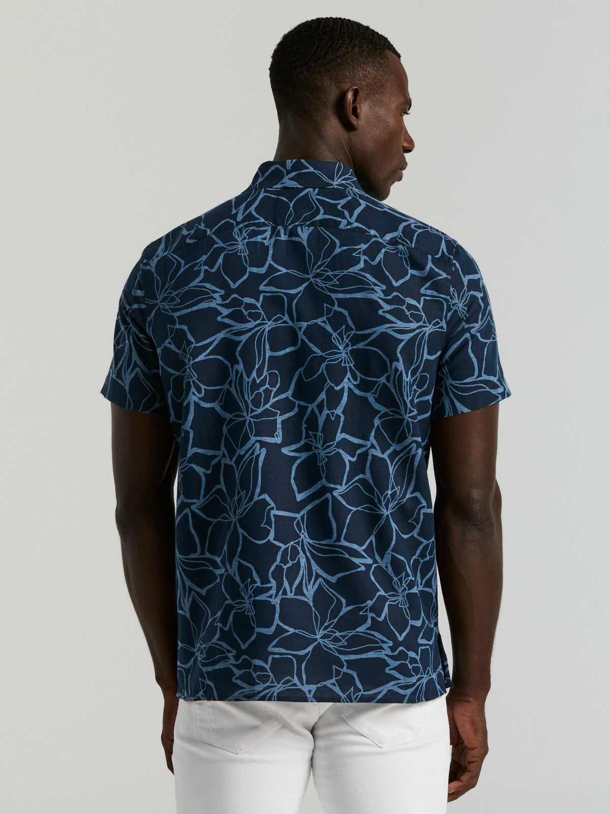 Linen Floral Print Shirt | Perry Ellis