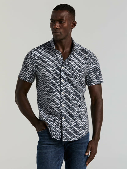 Slim Fit Wave Print Total Stretch Shirt | Perry Ellis