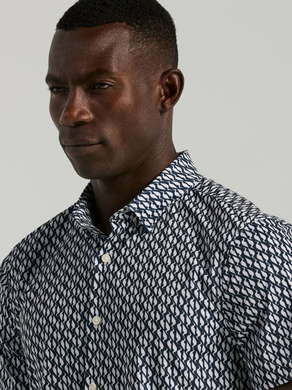Slim Fit Wave Print Total Stretch Shirt | Perry Ellis