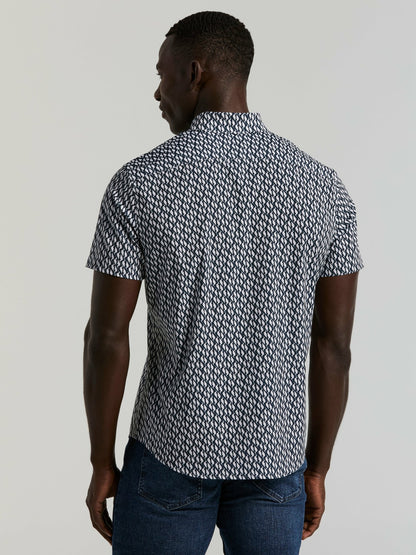 Slim Fit Wave Print Total Stretch Shirt | Perry Ellis